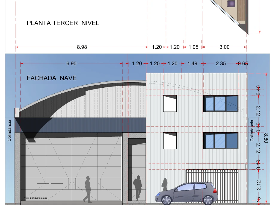 Fachada y propuesta arquitectónica de una nave industrial desarrollada por CODISA